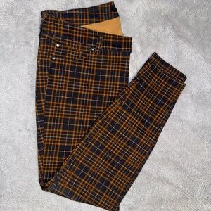 Liverpool Plaid Jean Leggings in Black and Orange, Size 18W